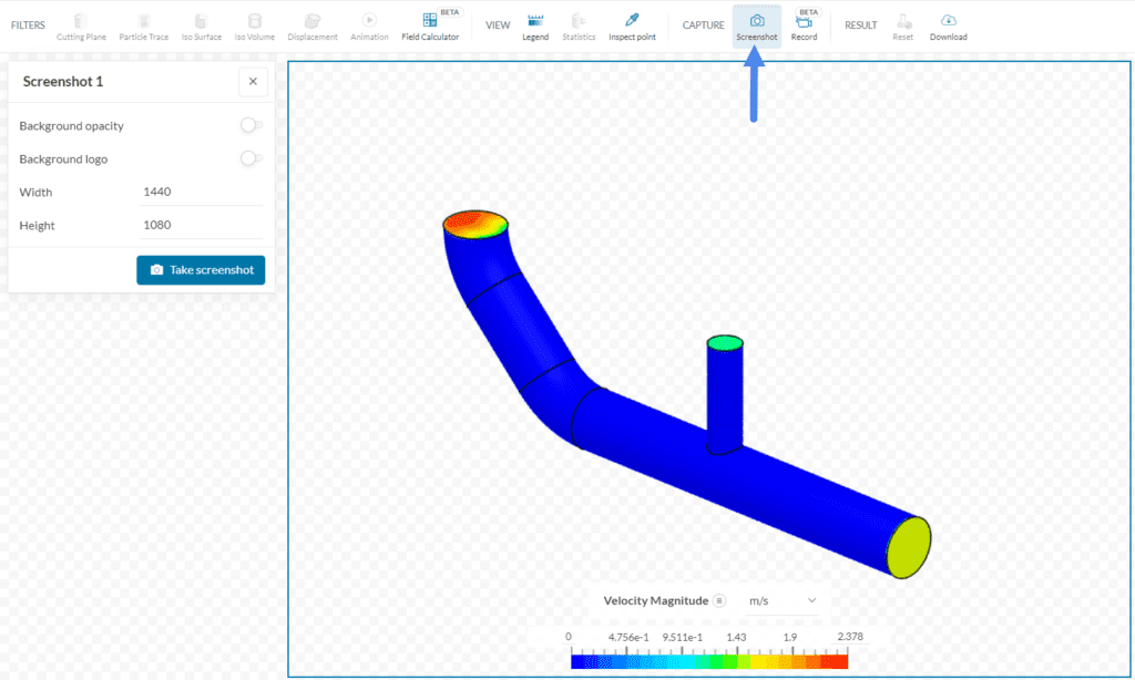 screenshot of simscale's screenshot tool