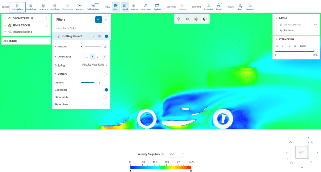 Adding a cutting plane to visualize velocity on a slice normal to the Y axis