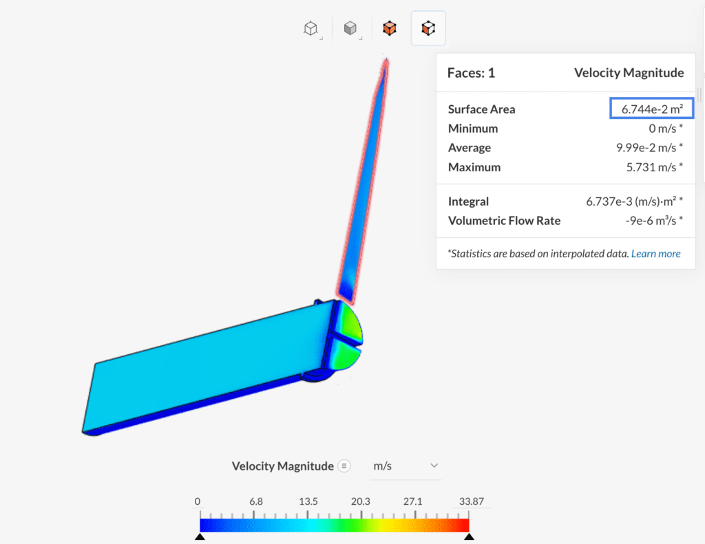the data on the statistics panel can refer to specific face of the cutting plane
