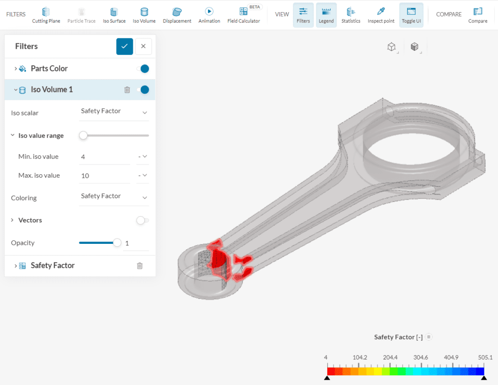 filtering areas with low safety factors with iso volumes