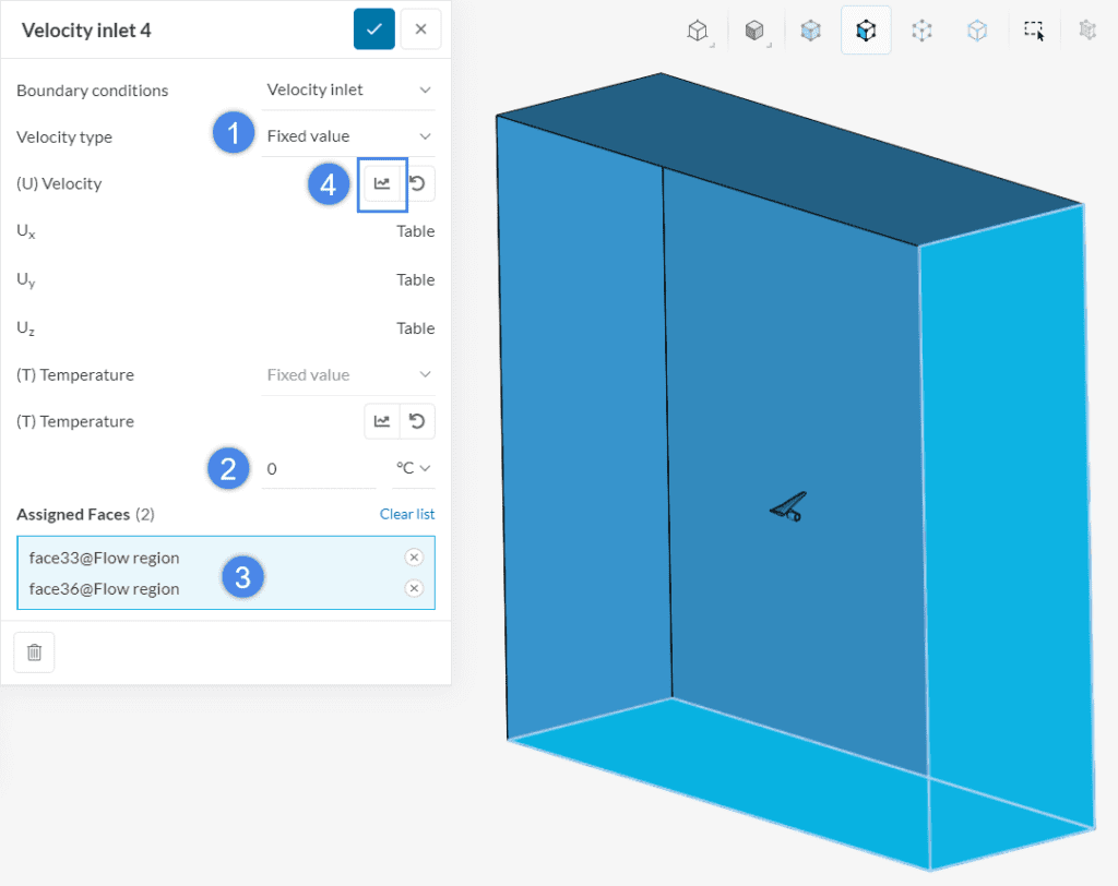 setting up velocitiy inlet conditions