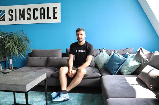 Peter Toth sitting in the front room of the SimScale offices