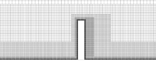 Visualization of the hex mesh generated by SimScale in the virtual wind tunnel