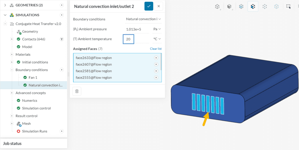 natural convection inlet/outlet boundary condition electronics cooling