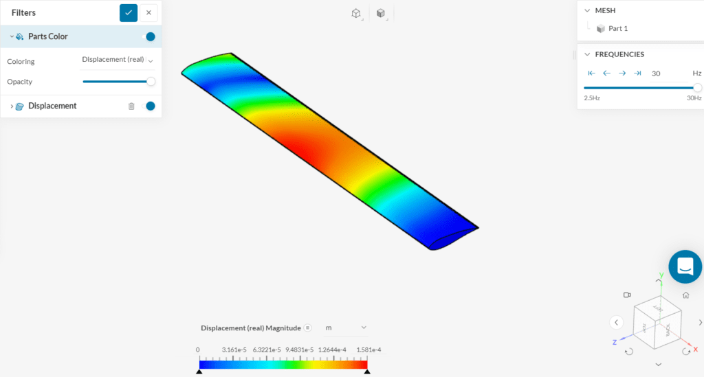changing the coloring of the surface visualization top real displacement
