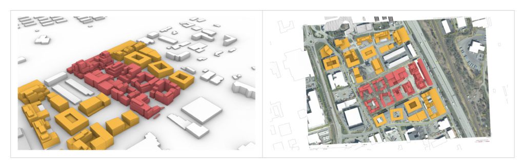 CAD model of the new housing development ready for wind simulator