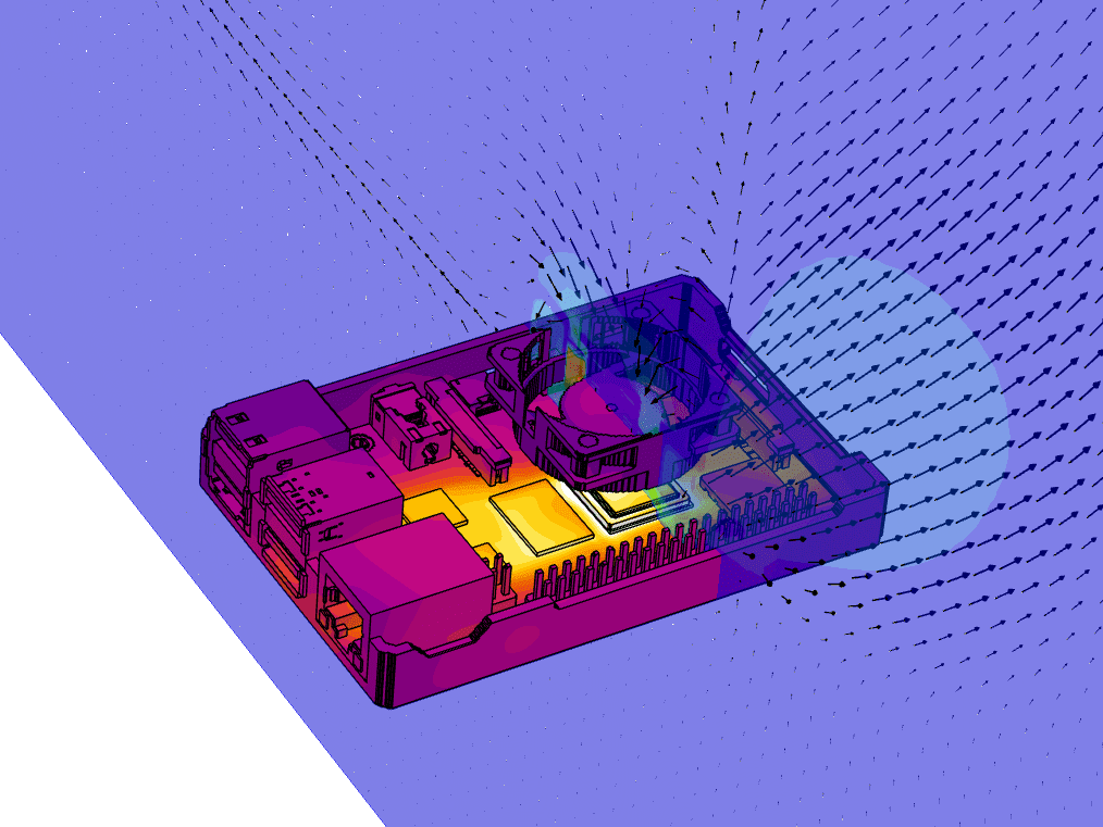 Thermal simulation of an electronics enclosure using momentum sources to model fan performance