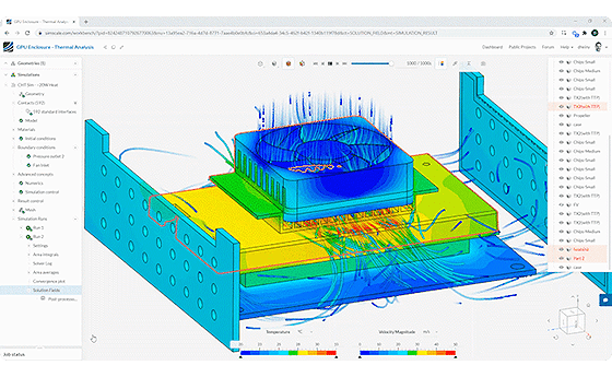 Electronics CFD and thermal simulation in the cloud accessed through a web browser