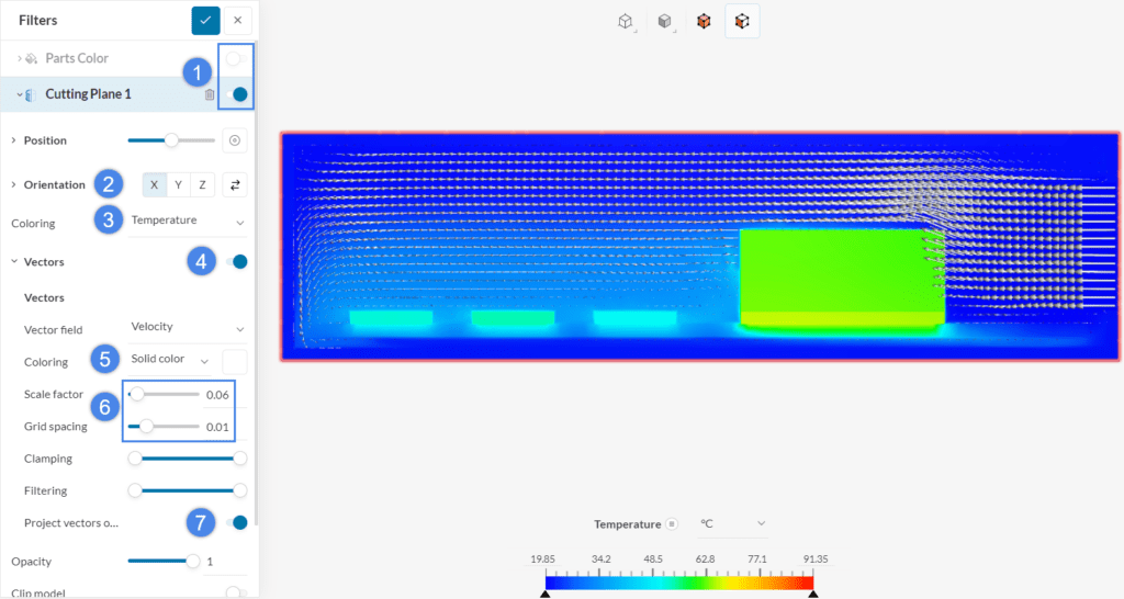 Thermal Management Electronic Box cutting plane settings