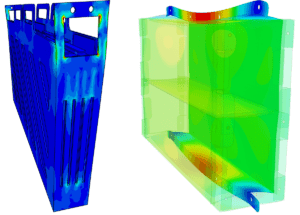 stress and deformation simulation results on a battery module