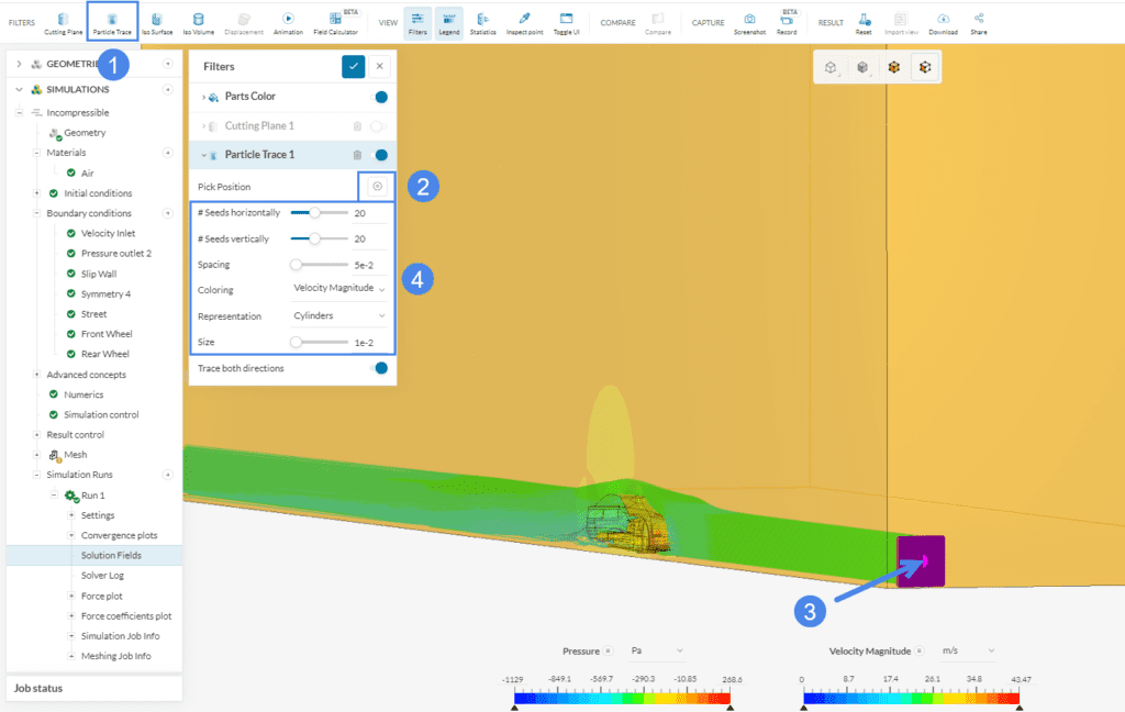 setting up the particle traces