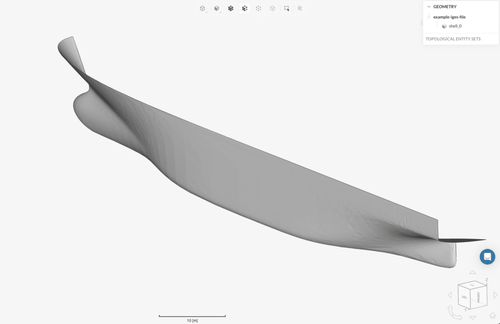 A CAD model consisting of faces with no solids
