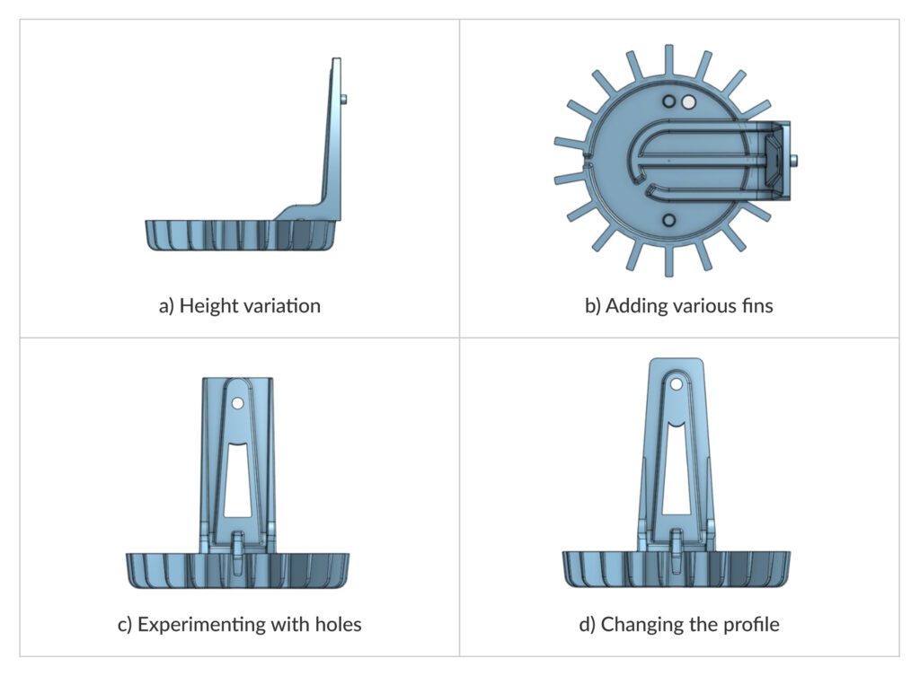 geometric variants of the main aluminum heat sink