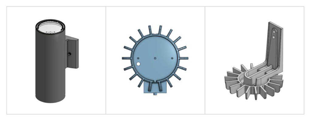 led wall fixture components and aluminum heat sink