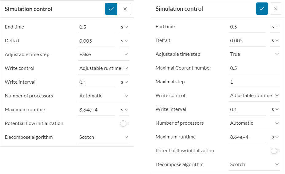 simulation control maximal courant number