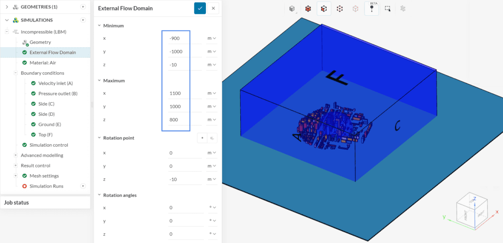 flow domain dimensions city lbm incompressible