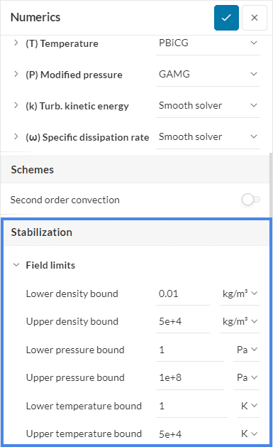 field limits in numerics simscale