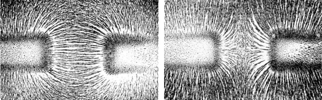 magnetic field lines comparison - attract and repel