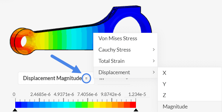 legend in simscale post-processing displacement magnitude