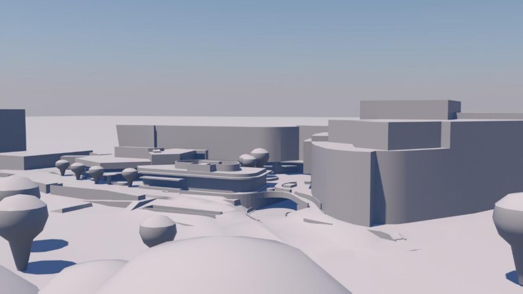 3D side view of shopping mall in perth