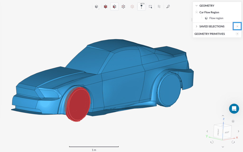 Adding a Saved Selection set for the front wheel faces
