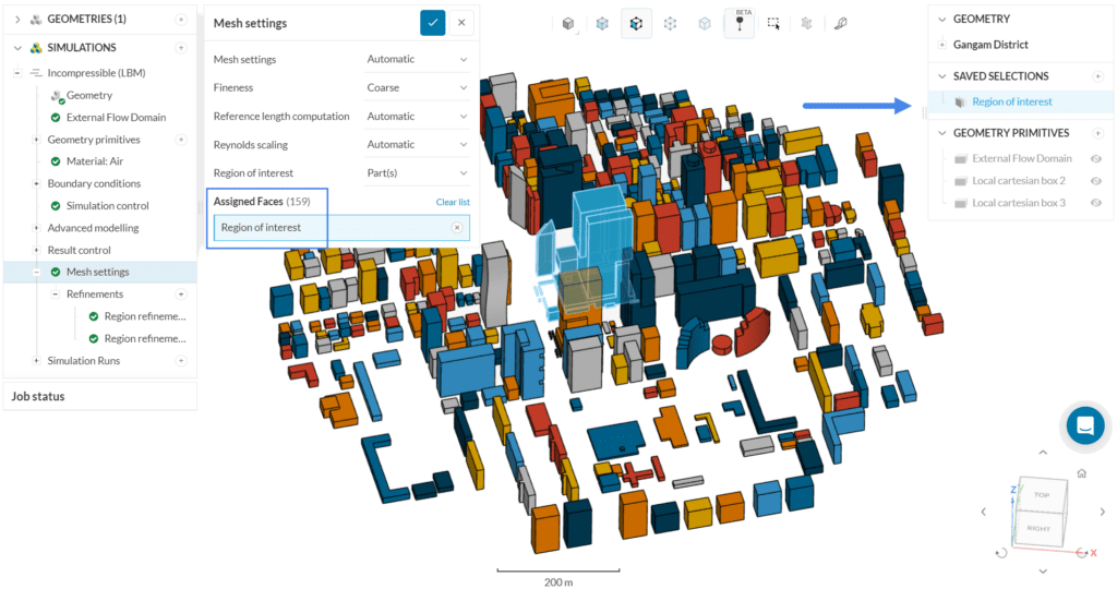 mesh settings in simscale for wind analysis simulation with lbm solver