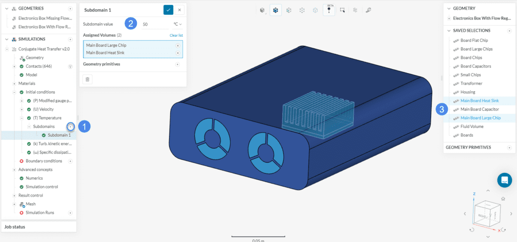 temperature initialization via subdomains electronics cooling