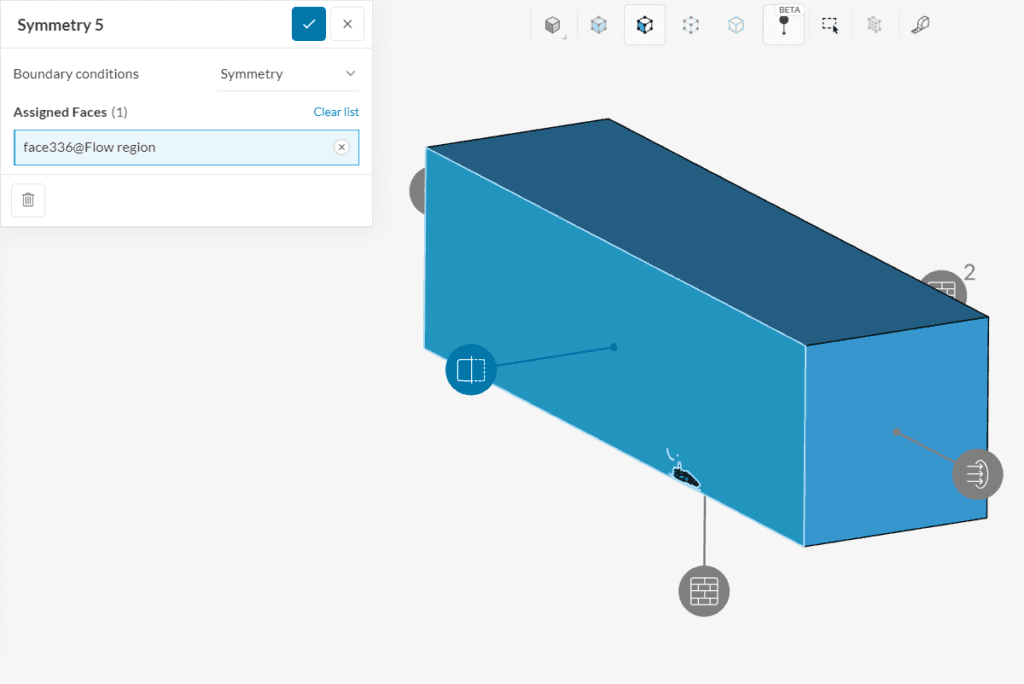 selecting the symmetry plane to assign the boundary condition