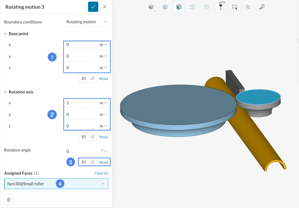 rotating motion boundary condition roller static simulation