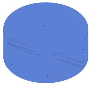 CAD image of the reactor tank showing nozzles and pipes