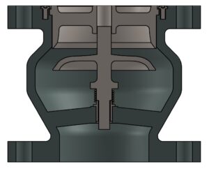 cross-section CAD model of 4-inch VFD check valve