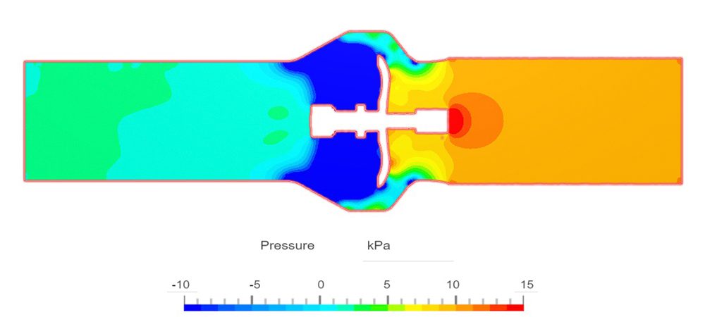 pressure drop across the vfd check valve displayed on a slice through the valve