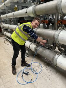 alex meredith taking pressure measurements on filtration membranes