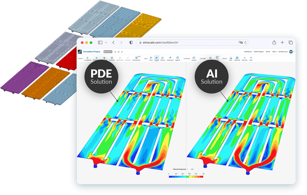 screenshot of simscale platform with pde and ai solutions