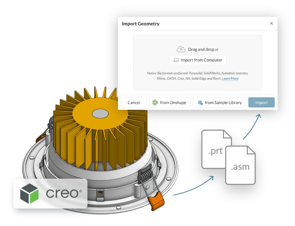 ptc creo files simulation in simscale