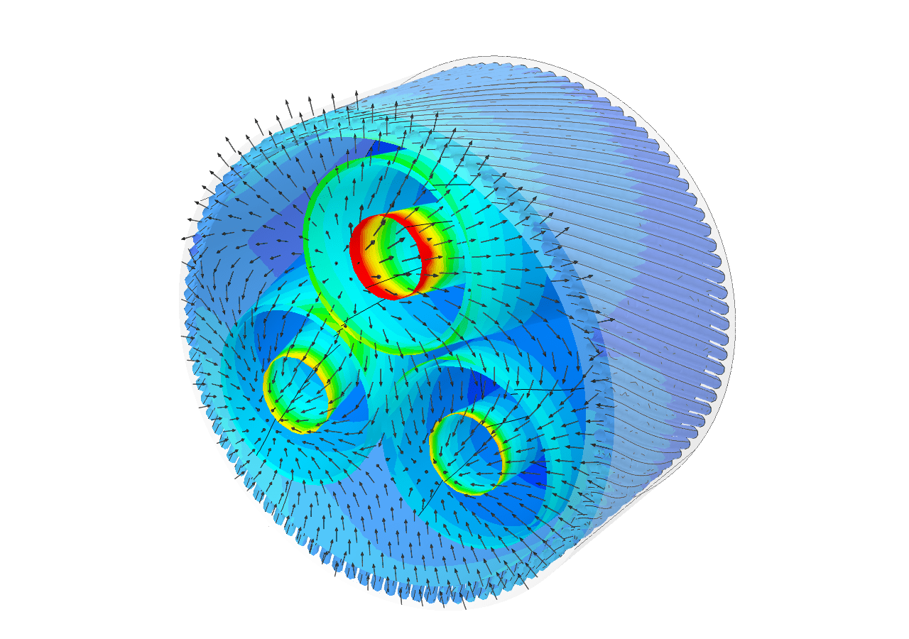electrostatics simulation image of a submarine cable in SimScale