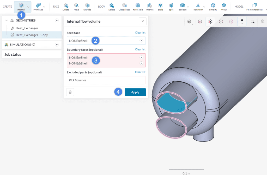 flow volume creation cht simulation cad editing tool