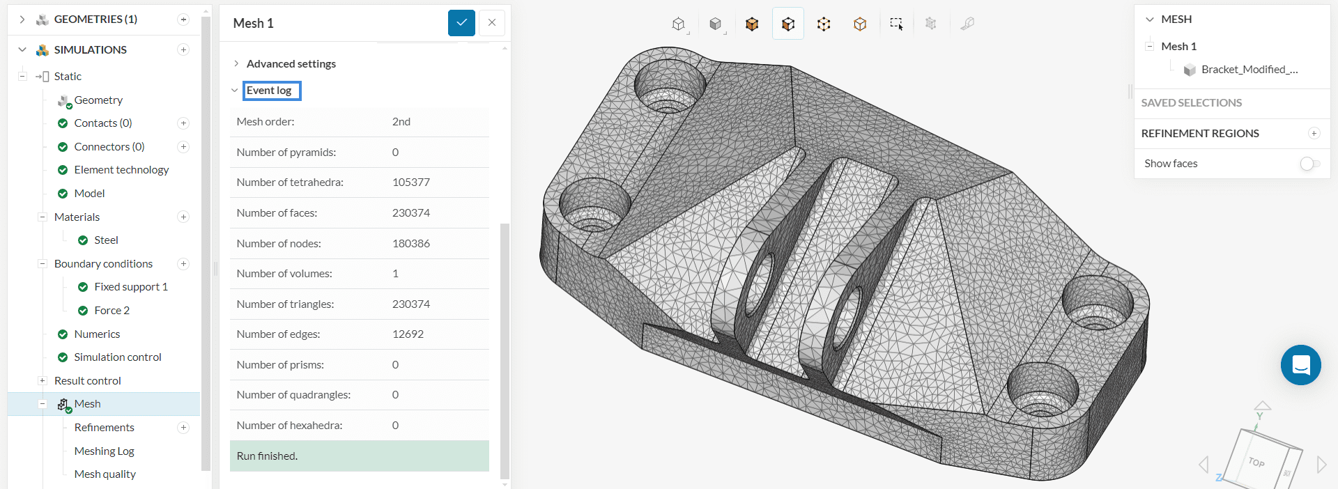 meshed bracket geometry