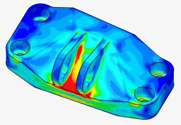 stress contours on bracket
