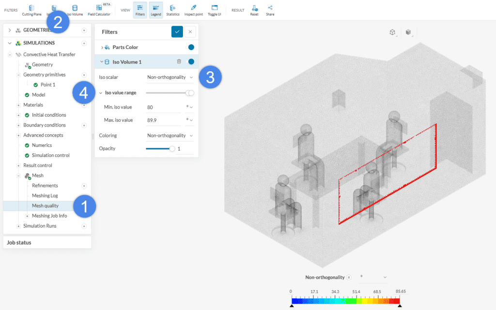 Using the iso volumes filter to spot the divergence location 