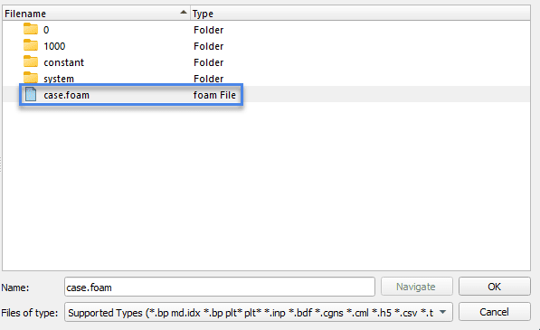 paraview opening case.foam file