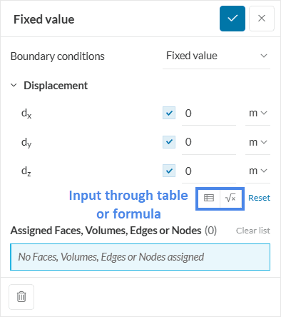 fixed value boundary condition in a structure analysis to apply a fixed displacement