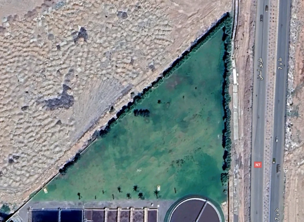 satellite view of a wastewater treatment plant