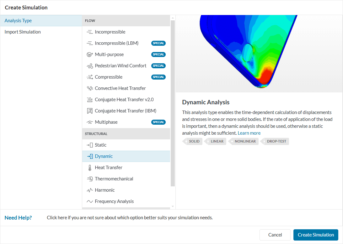 dynamic analysis creation