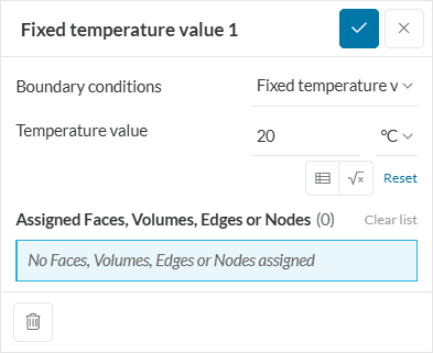 fixed temperature boundary condition panel