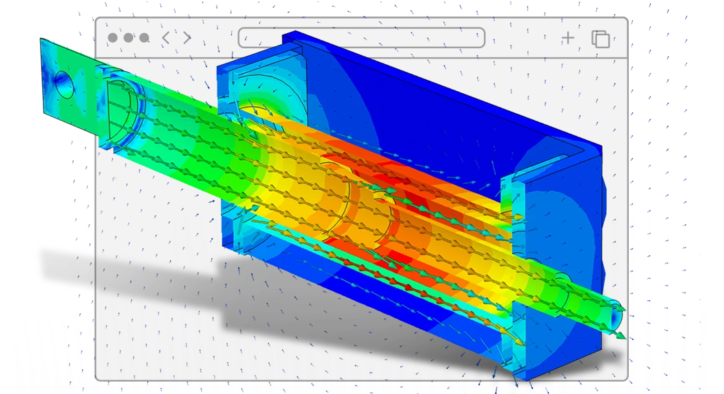 Graphical representation of simulating a solenoid in the browser with SimScale