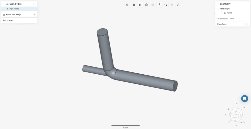 CAD model of an angled pipe