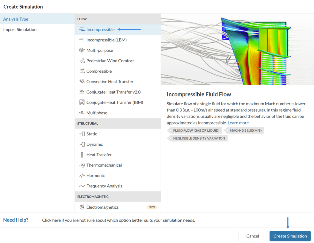 incompressible analysis for the pipe simulation