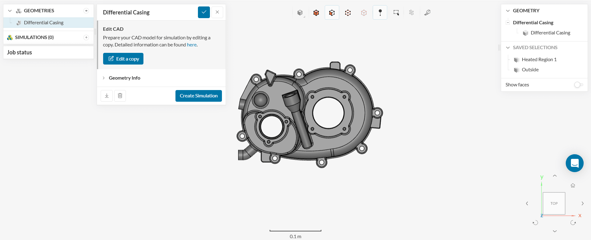 CAD model differential casing thermal simulation