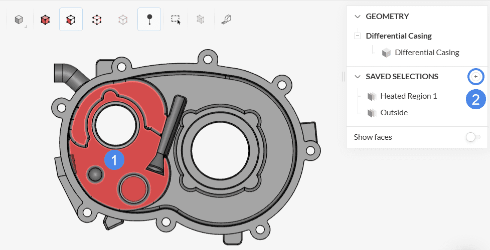 creating saved selections differential casing thermal simulation